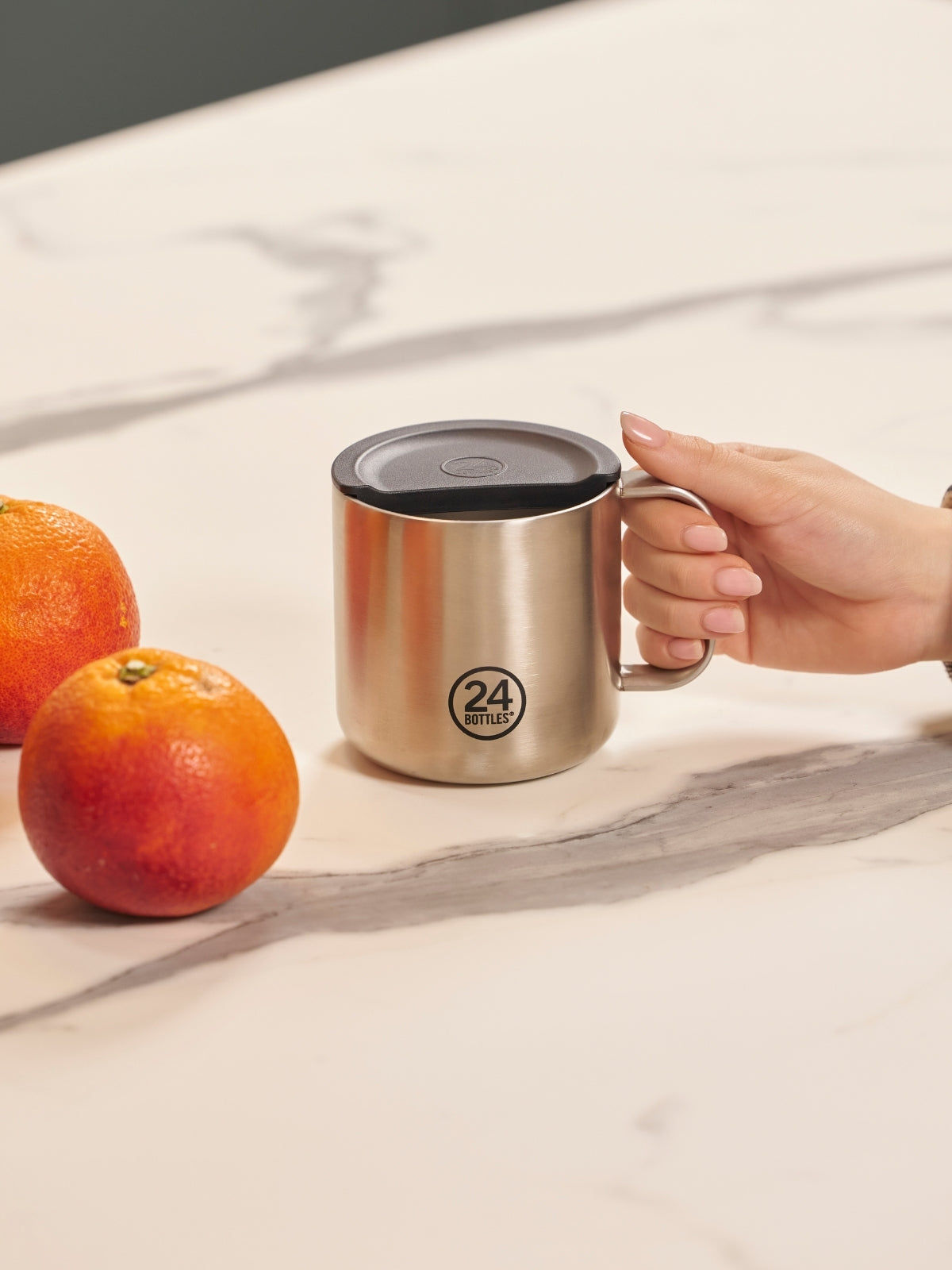 24Bottles Casa Mug Brushed Steel 340ml - Produktbild 2