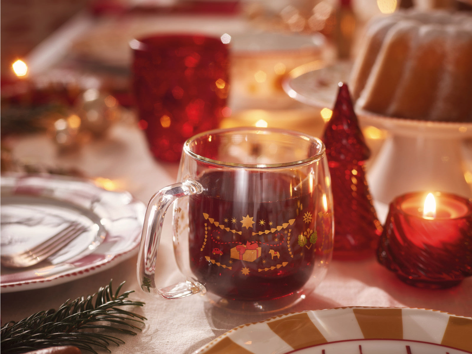 Hutschenreuther Christmas Love Glas dekoriert Becher doppelwandig 2er Set - Produktbild 2
