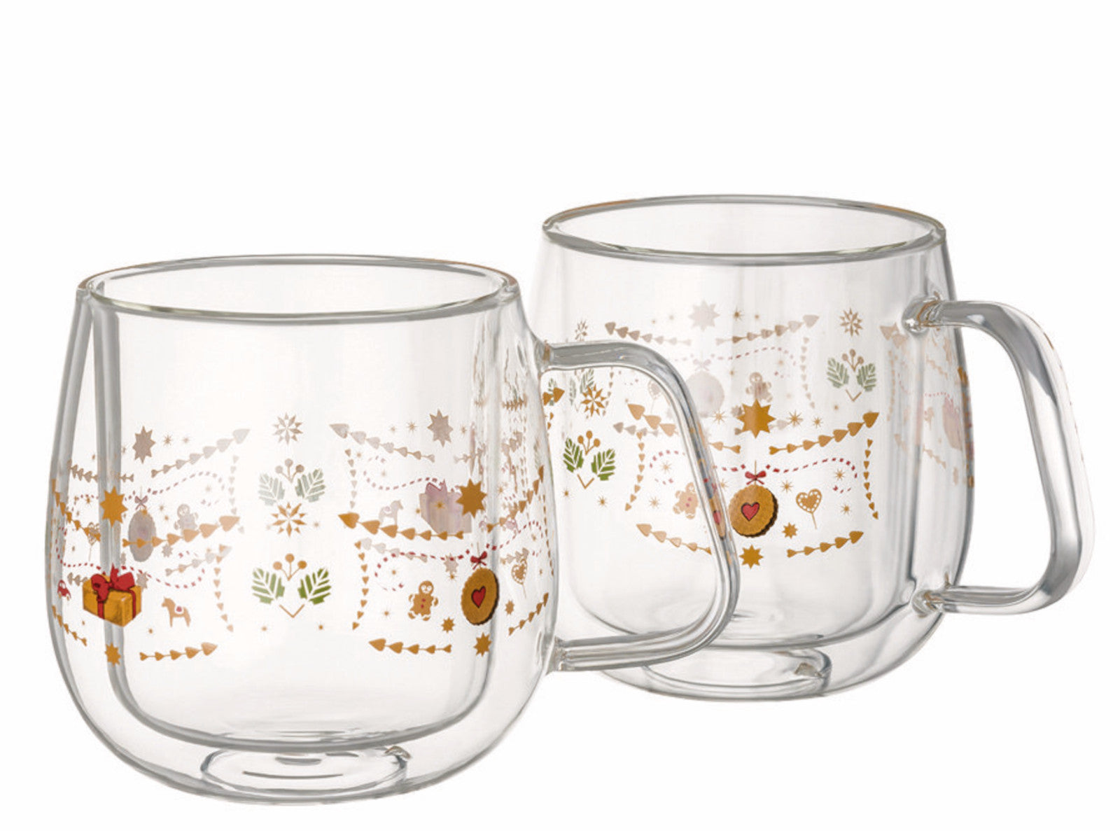 Hutschenreuther Christmas Love Glas dekoriert Becher doppelwandig 2er Set