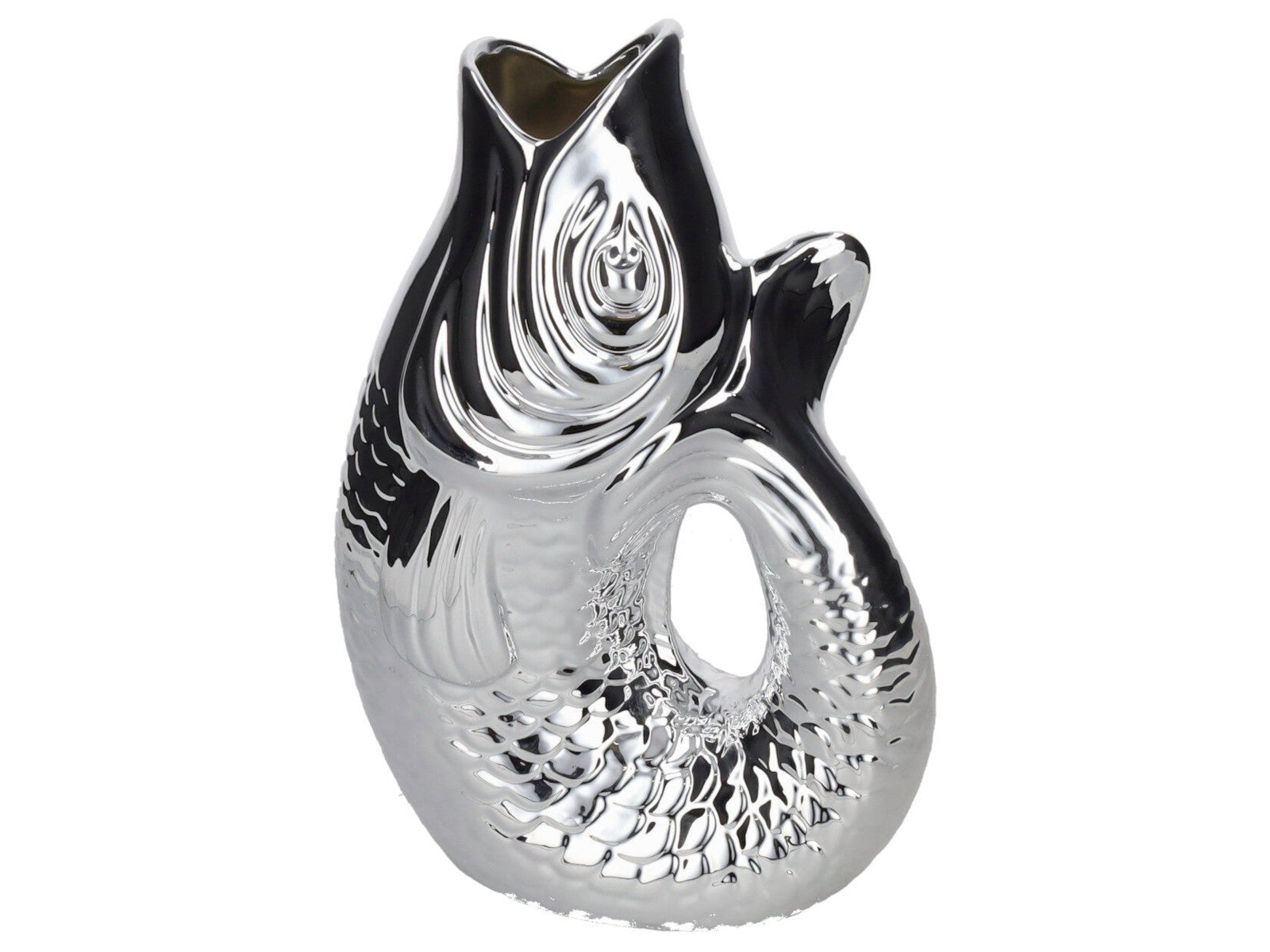 Giftcompany Monsieur Carafon Vase / Karaffe Fisch L silber 2,7l