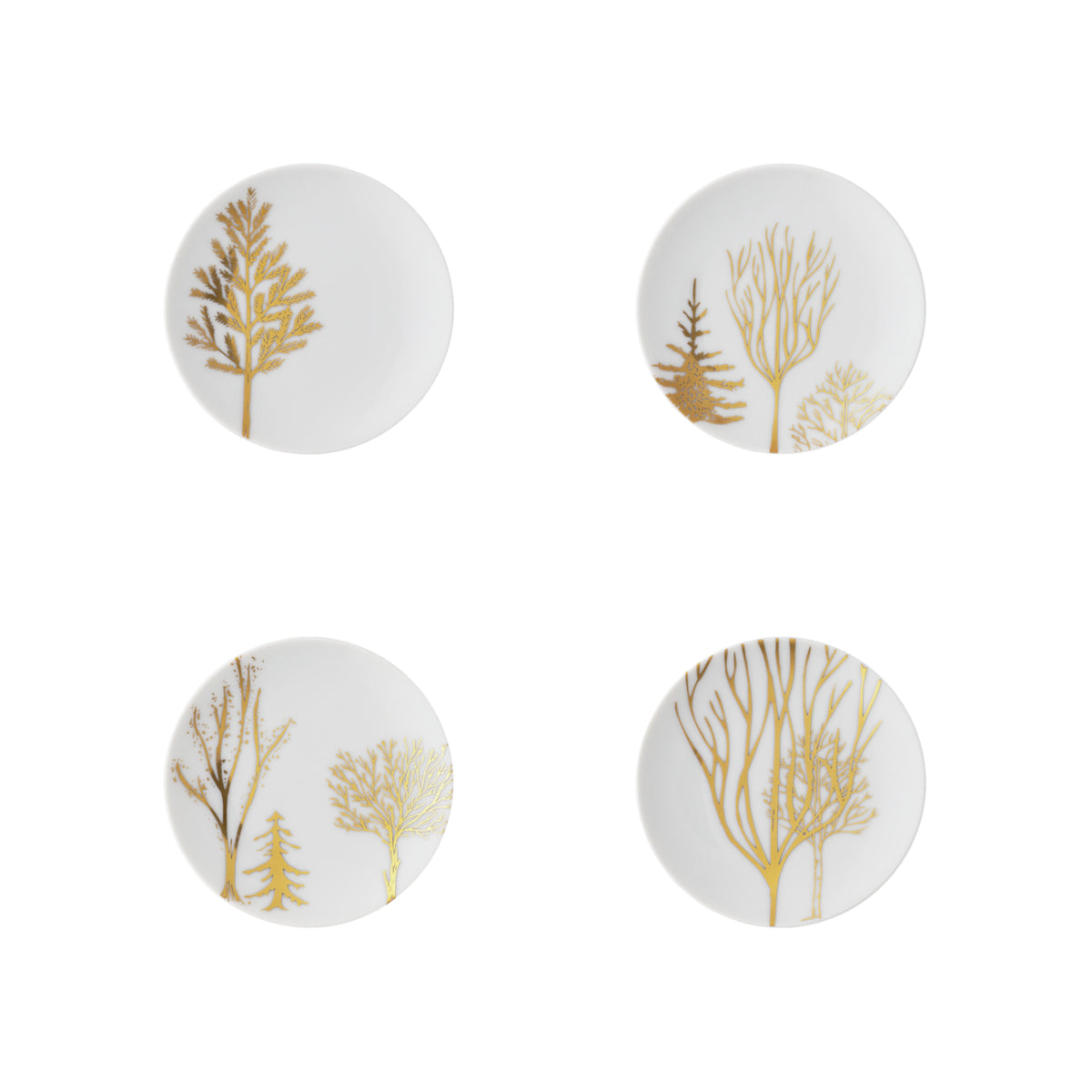 Rosenthal TAC Gropius Festive Celebration Trees Brotteller 10cm Set4