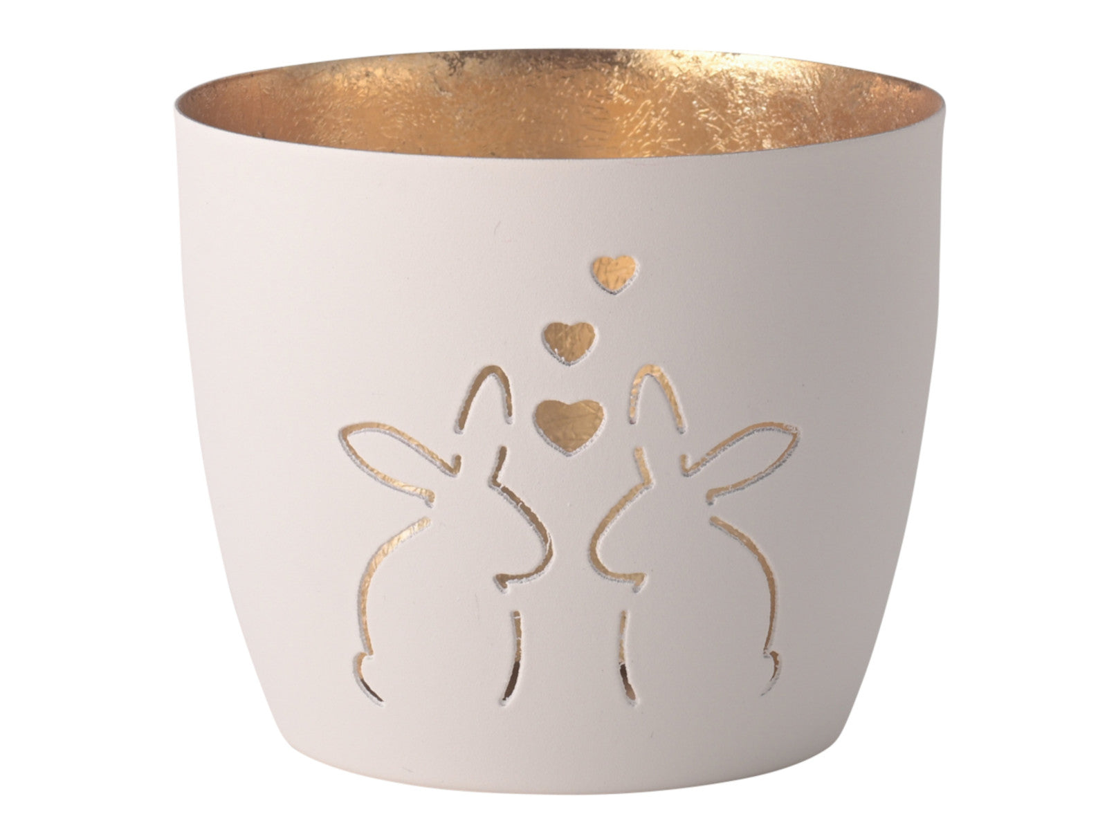 Giftcompany Madras Windlicht M Hasen weiß/gold 8,5cm