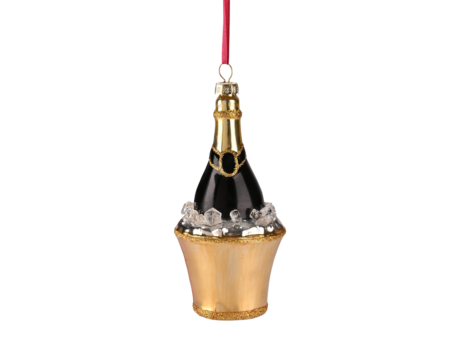 Giftcompany Hänger Champagnerflasche schwarz/gold 14,6cm (1 Stück) - Produktbild 1