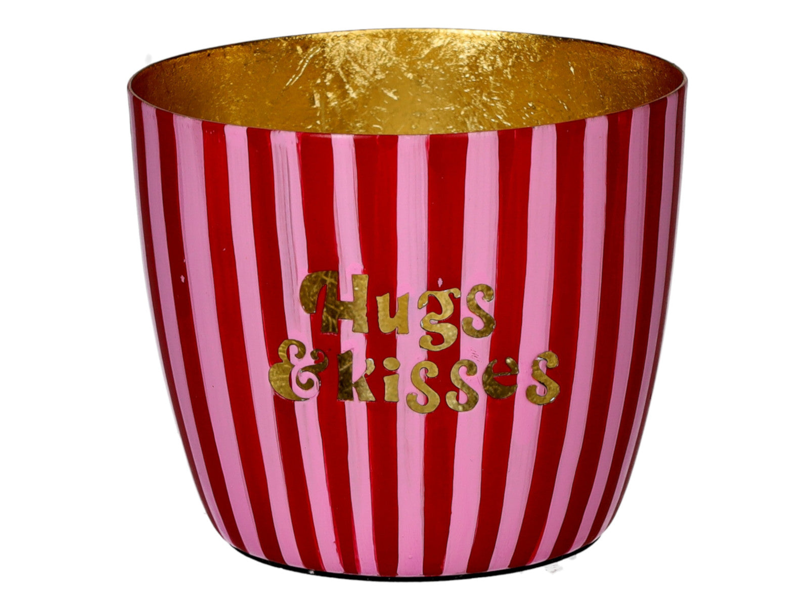 Giftcompany Madras Windlicht M Hugs and Kisses pink/gold 8,5cm