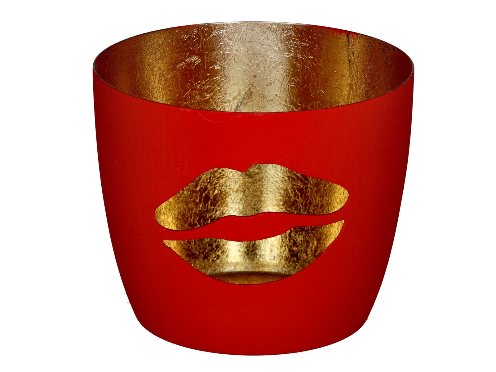 Giftcompany Madras Windlicht M Lippen rot/gold 8,5cm