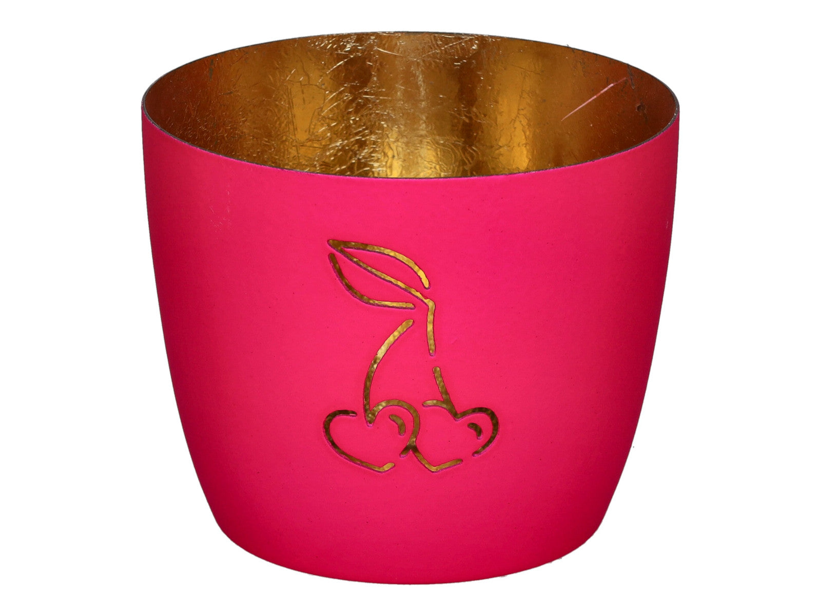 Giftcompany Madras Windlicht M Kirsche Herzen hot pink/gold 8,5cm