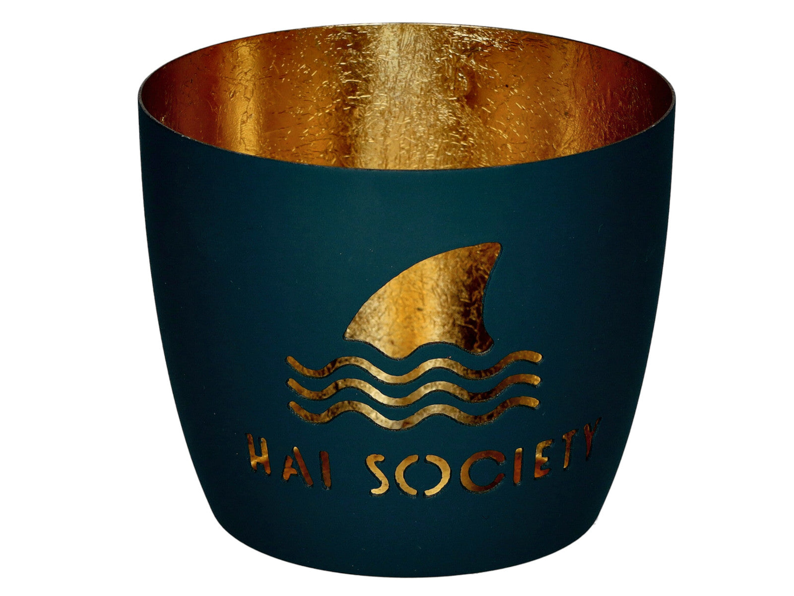 Giftcompany Madras Windlicht M Hai Society windsor blue/gold 8,5cm