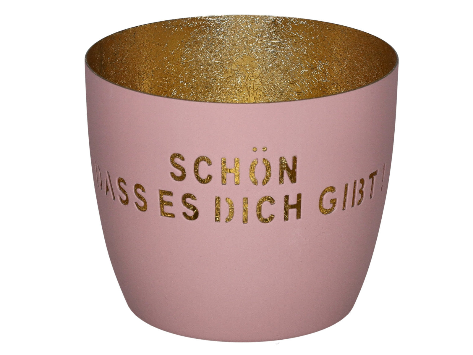 Giftcompany Madras Windlicht M Schön dass es Dich gibt rosa/gold 8,5cm
