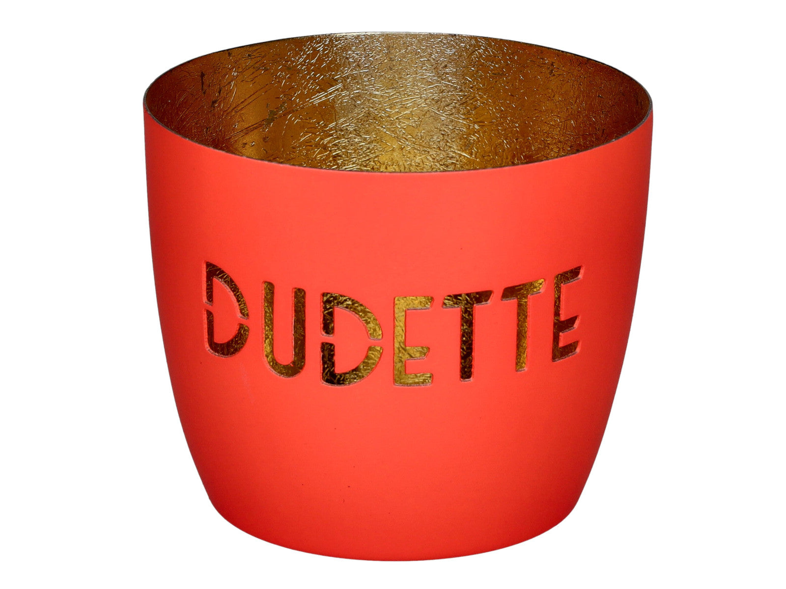 Giftcompany Madras Windlicht M Dudette neon coral/gold 8,5cm