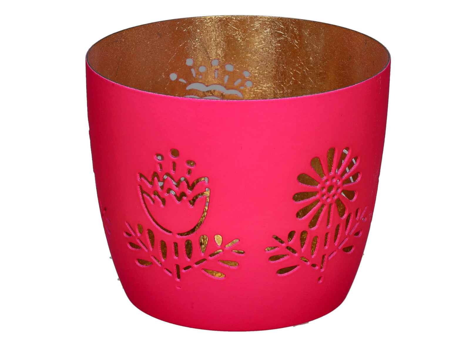 Giftcompany Madras Windlicht M Blumen hot pink/gold 8,5cm