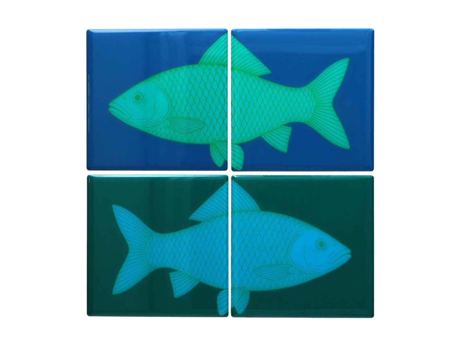 Giftcompany Love Tiles Untersetzer Fische blau/grün 22x22cm Set 4tlg