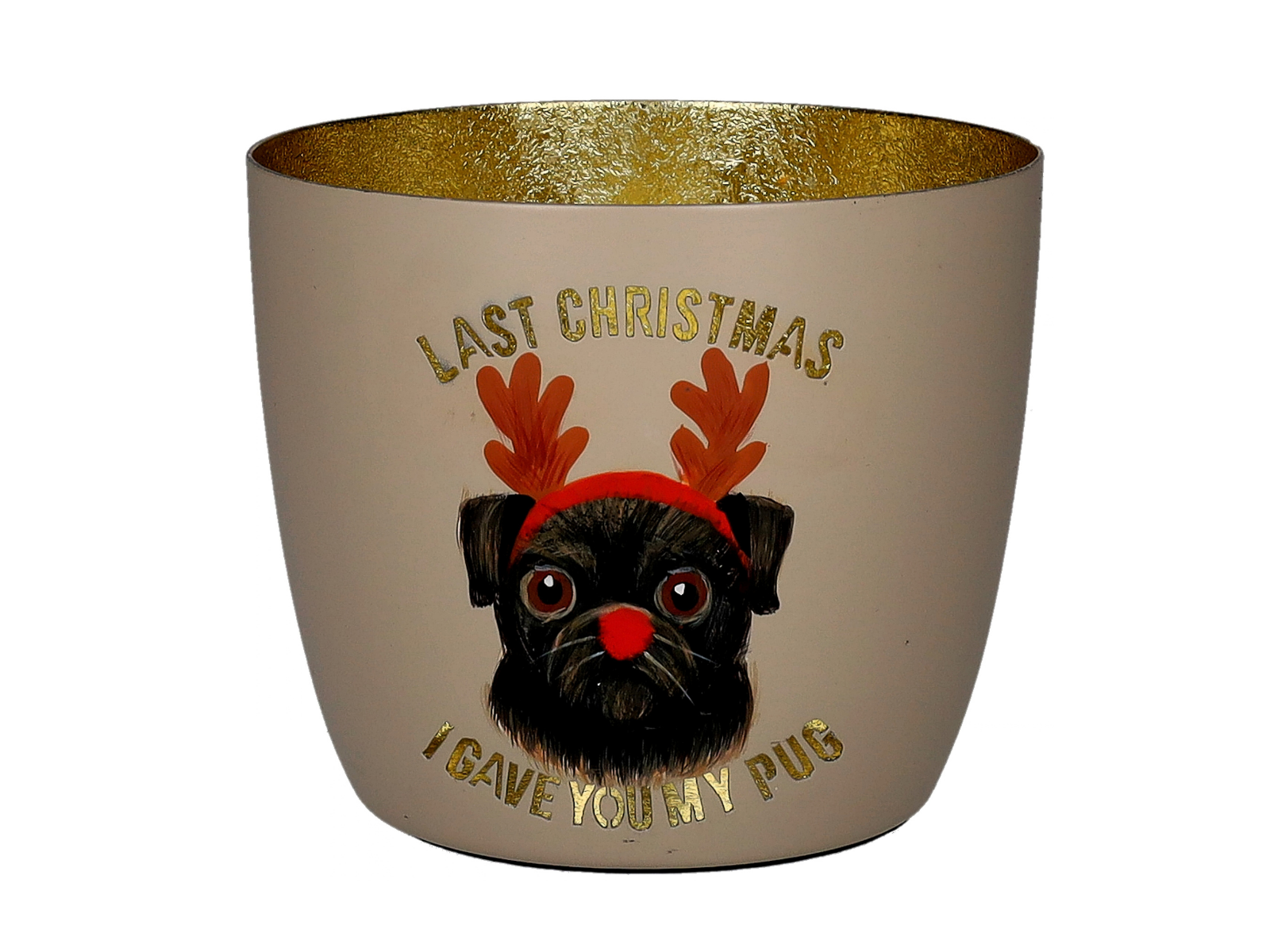 Giftcompany Madras Windlicht M Last christmas sandstone /gold 8,5cm - Produktbild 1