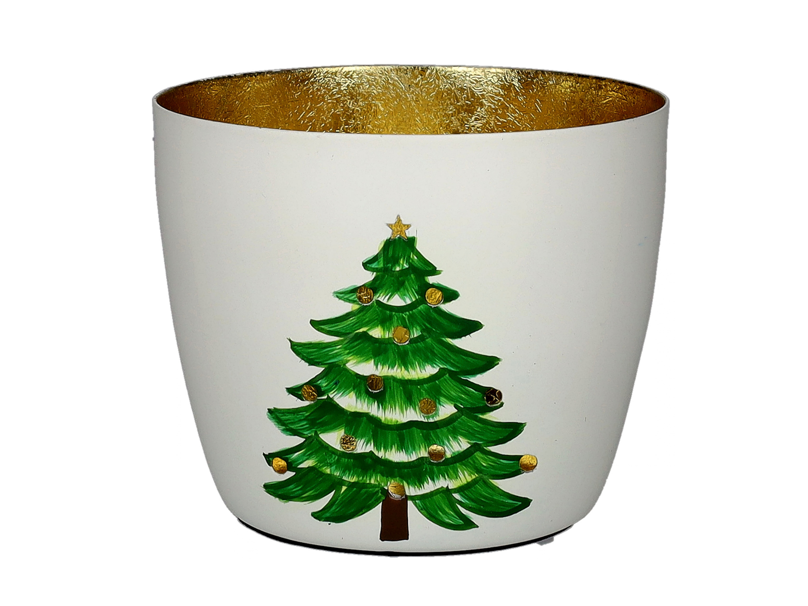 Giftcompany Madras Windlicht M Tannenbaum weiß/gold 8,5cm - Produktbild 1