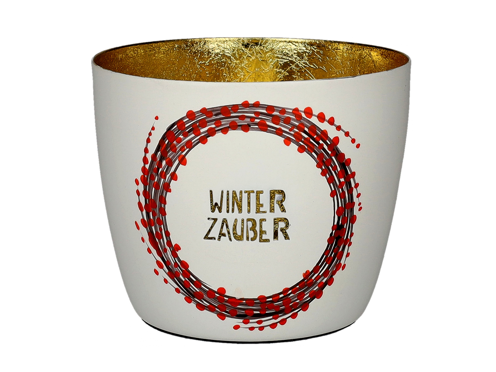 Giftcompany Madras Windlicht M Winterzauber weiß/gold 8,5cm - Produktbild 1