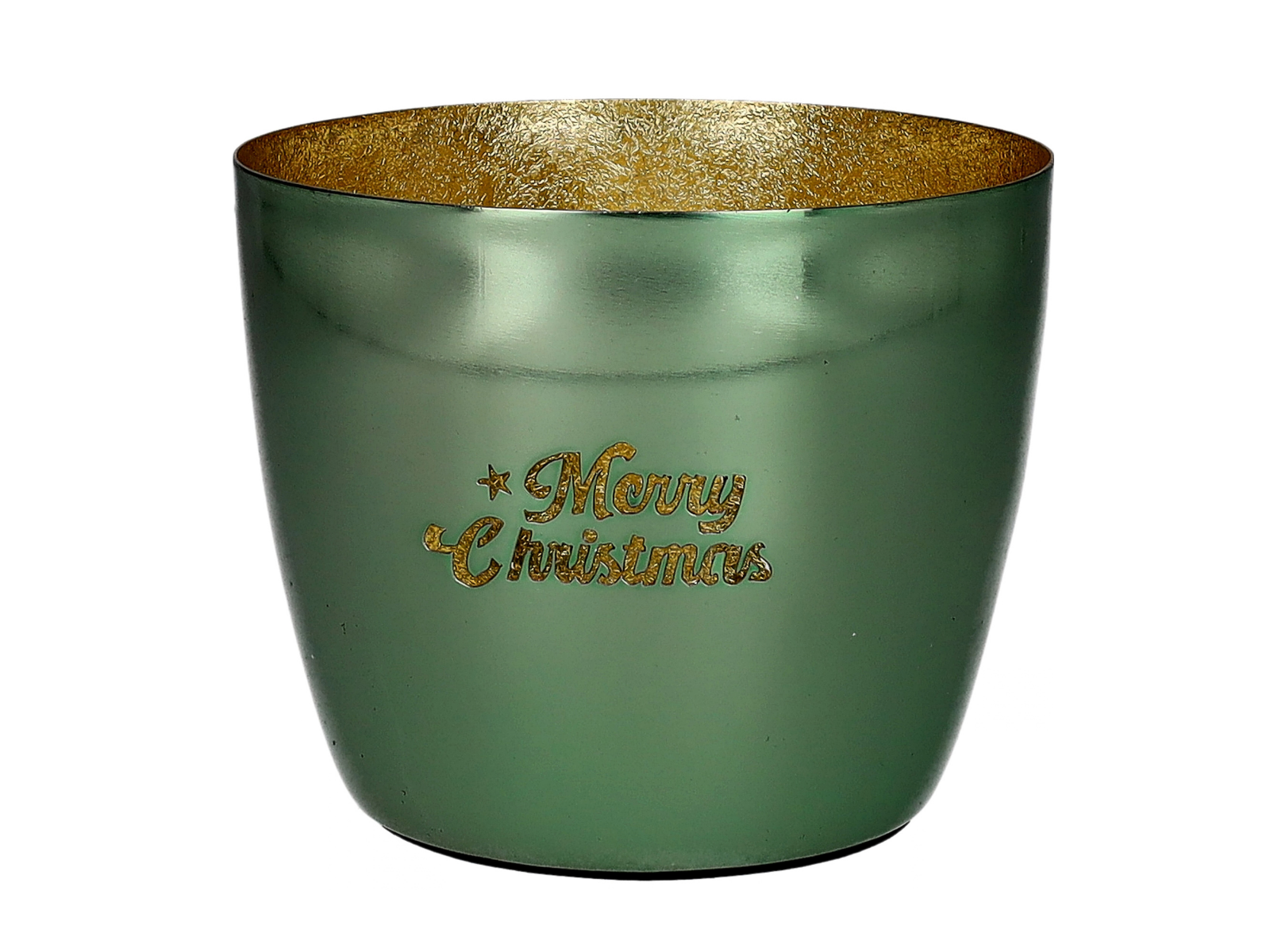 Giftcompany Madras Windlicht M Merry Christmas hellgrün/gold 8,5cm - Produktbild 1