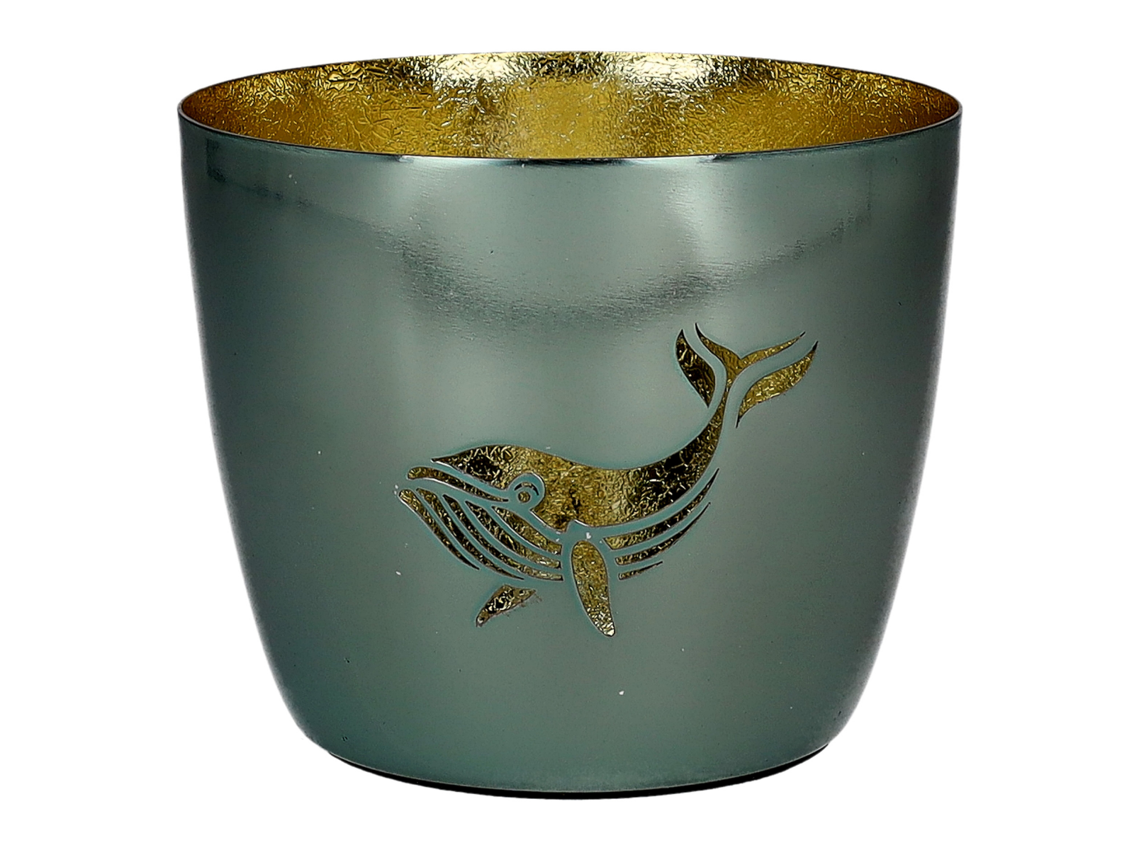 Giftcompany Madras Windlicht M Wal hell grün/gold 8,5cm