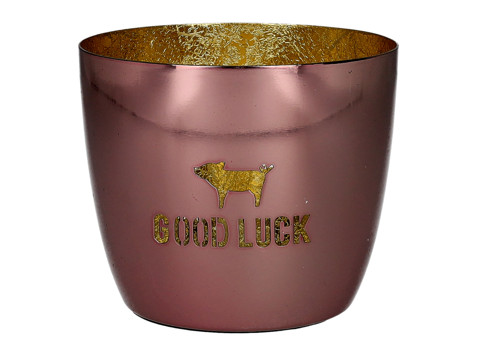 Giftcompany Madras Windlicht M Ferkel/Good luck rot/gold 8,5cm
