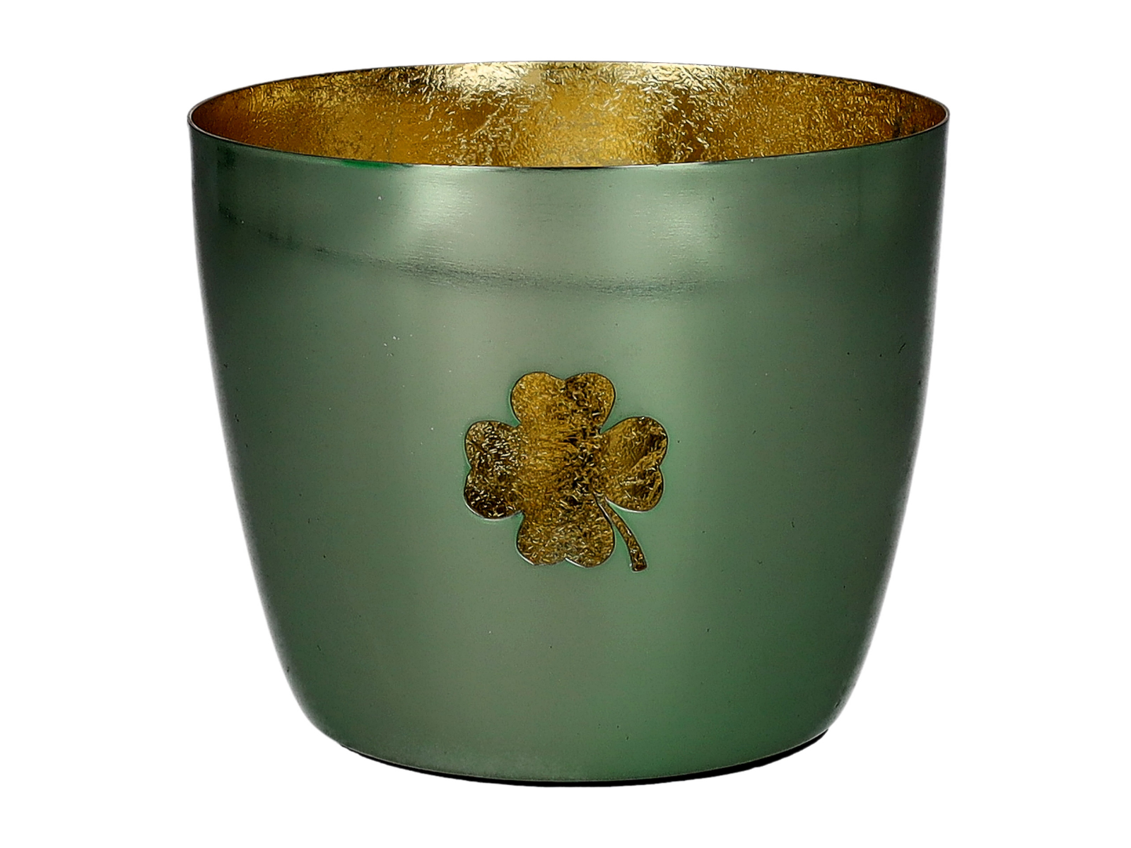Giftcompany Madras Windlicht M Kleeblatt hellgrün/gold 8,5cm