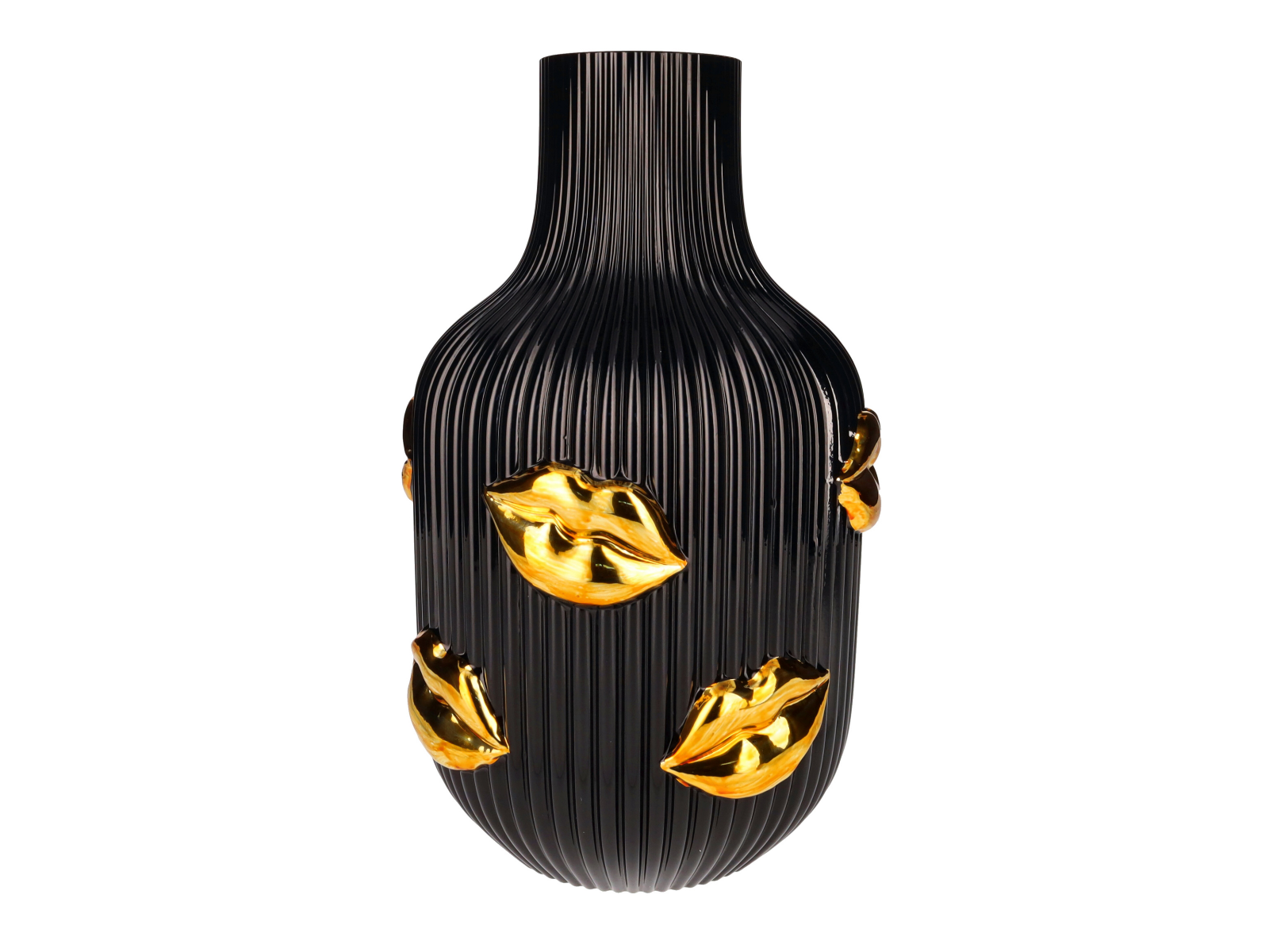 Giftcompany L'amour Vase Lippen Gold schwarz 30cm