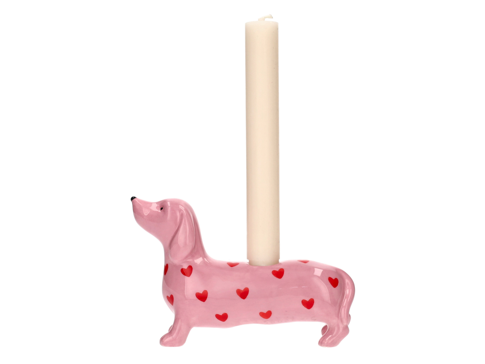 Giftcompany Mignon Kerzenhalter Dackel mit Herzen rosa 11,5cm