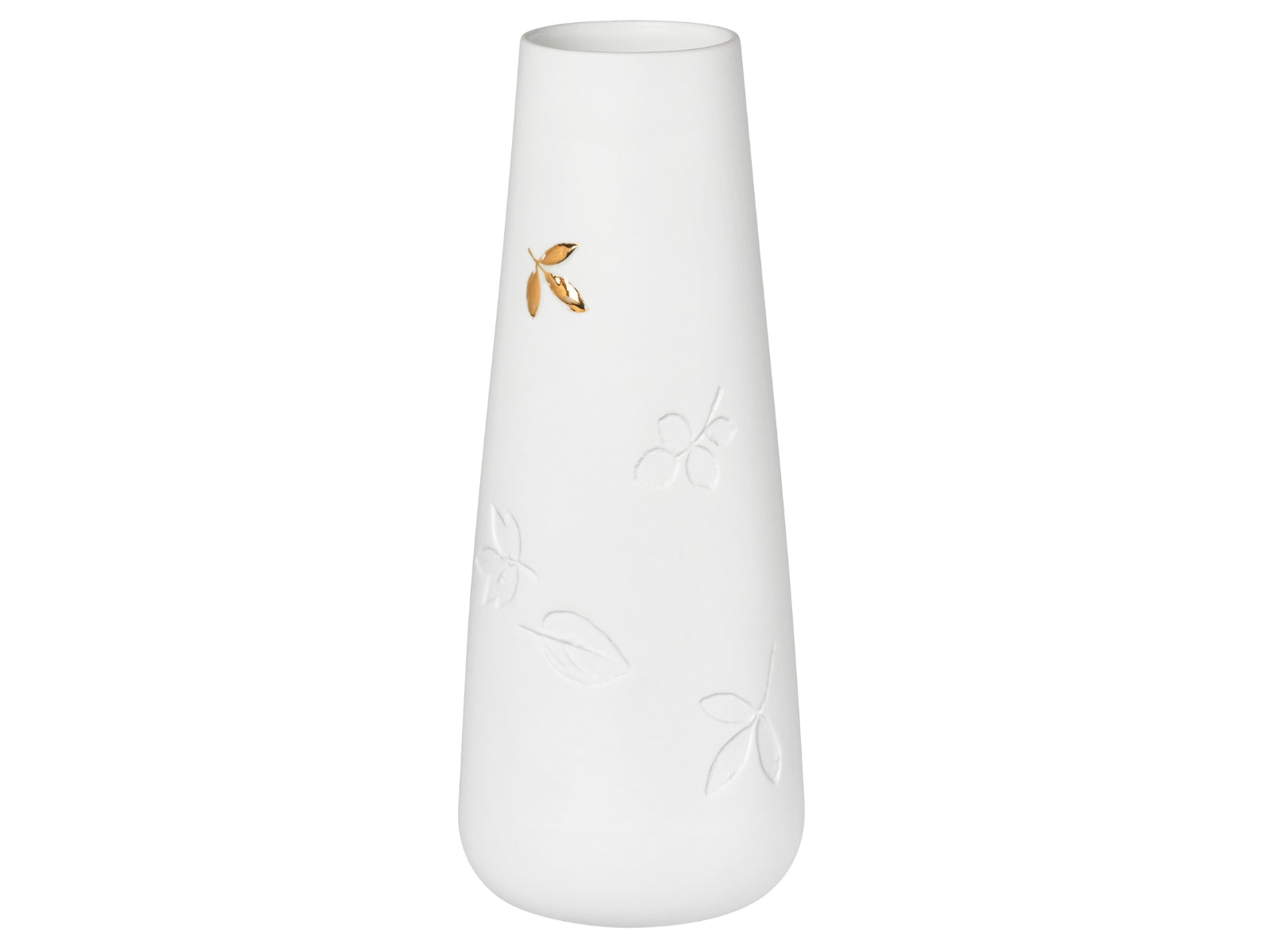 räder Vase klein Goldenes Blatt weiß 21cm