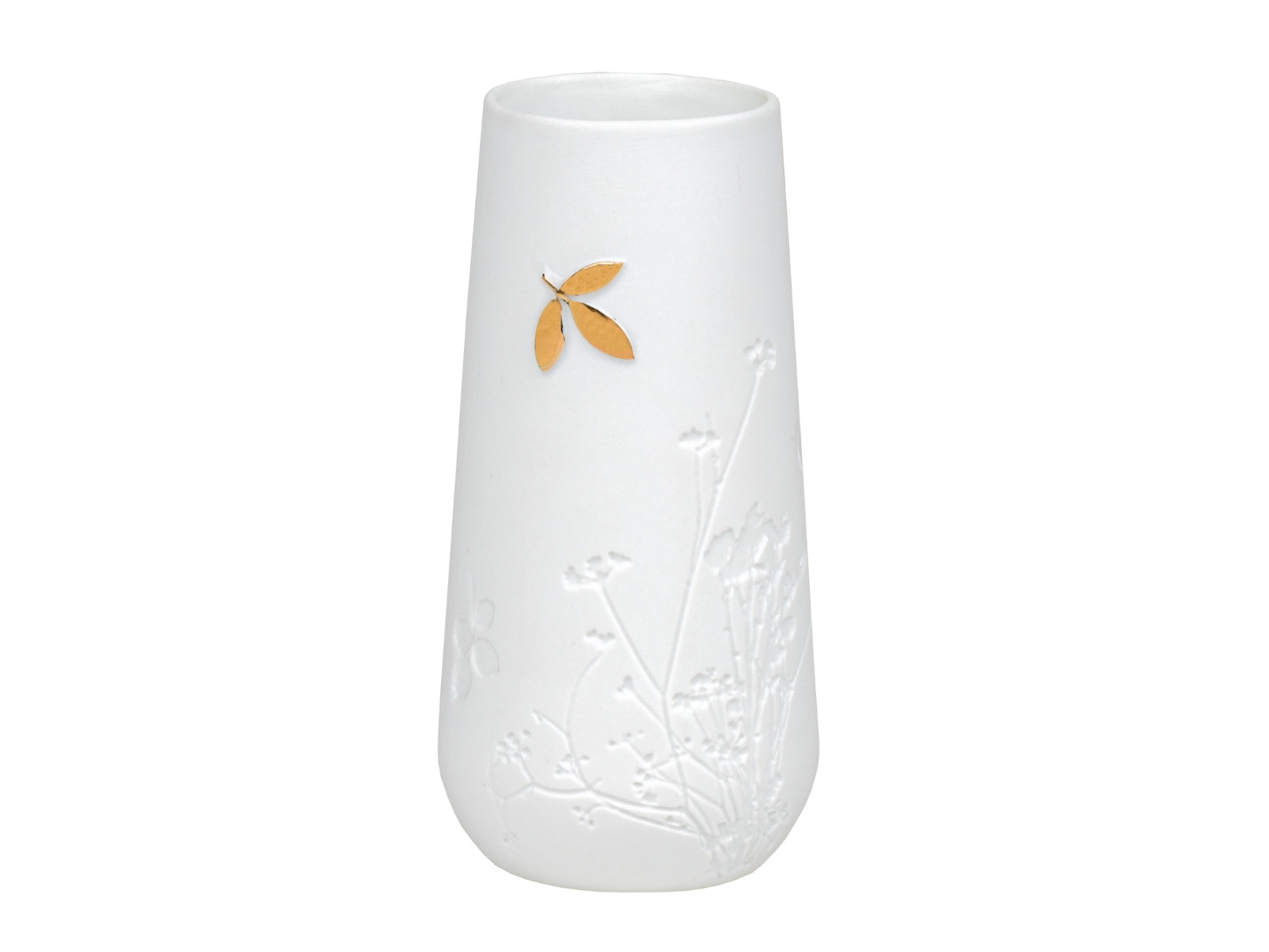 räder Porzellangeschichten Minivase M Blatt gold weiß 10,5cm