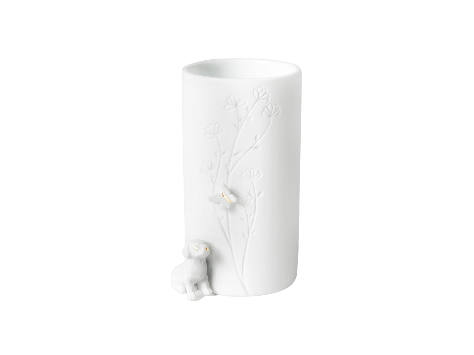 räder Porzellangeschichten Vase Hund sitzend weiß 13cm