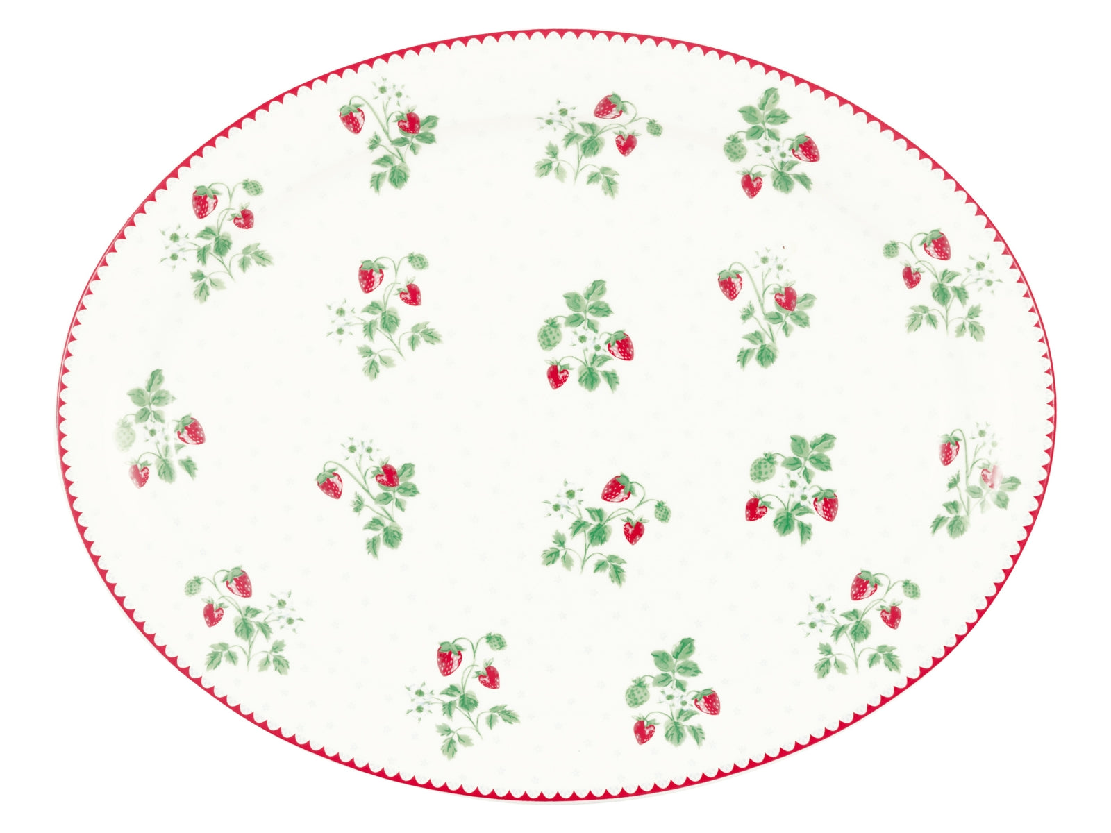 Greengate Berry Servierplatte oval medium white 21x27cm
