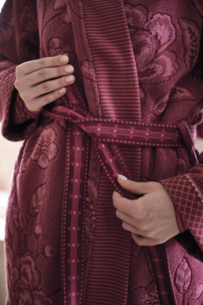 Pip Studio Jasmin Jacquard Bademantel dunkelrosa XS - Produktbild 6