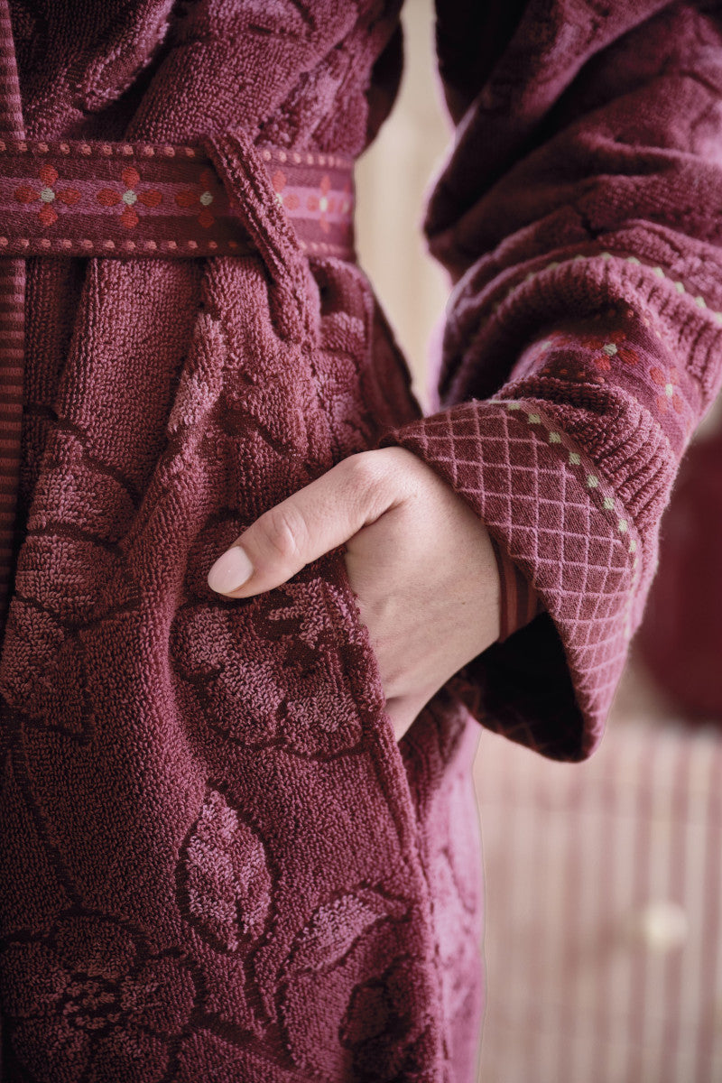 Pip Studio Jasmin Jacquard Bademantel dunkelrosa XS - Produktbild 5