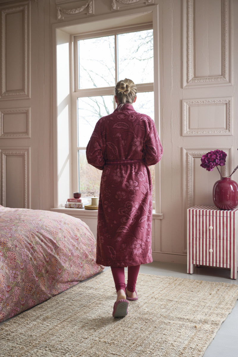 Pip Studio Jasmin Jacquard Bademantel dunkelrosa XL - Produktbild 3