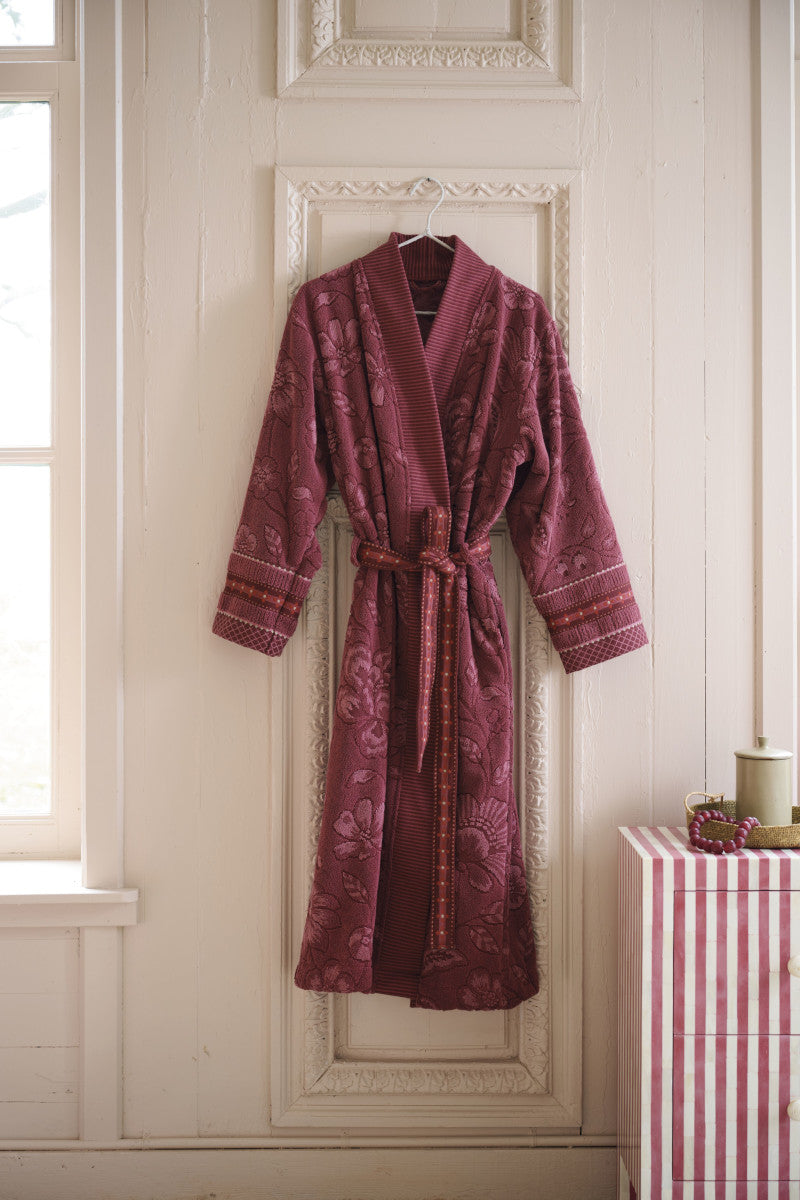 Pip Studio Jasmin Jacquard Bademantel dunkelrosa XS - Produktbild 2