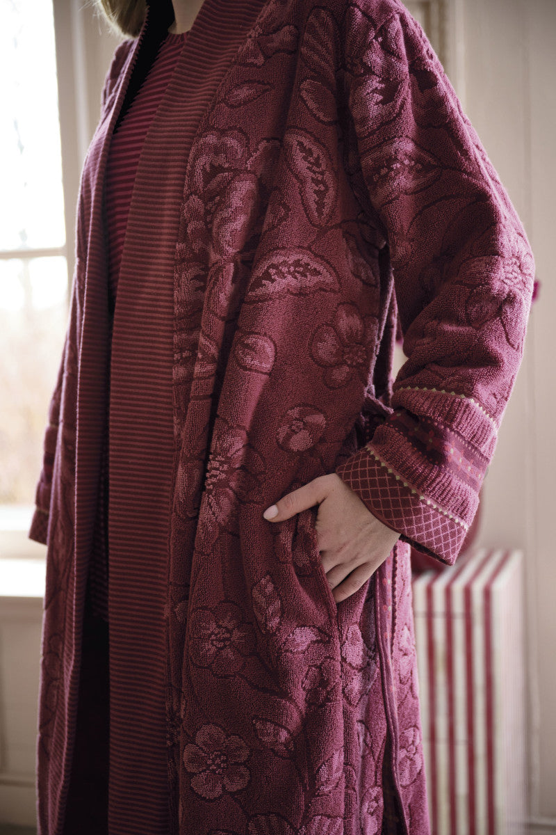Pip Studio Jasmin Jacquard Bademantel dunkelrosa S - Produktbild 7