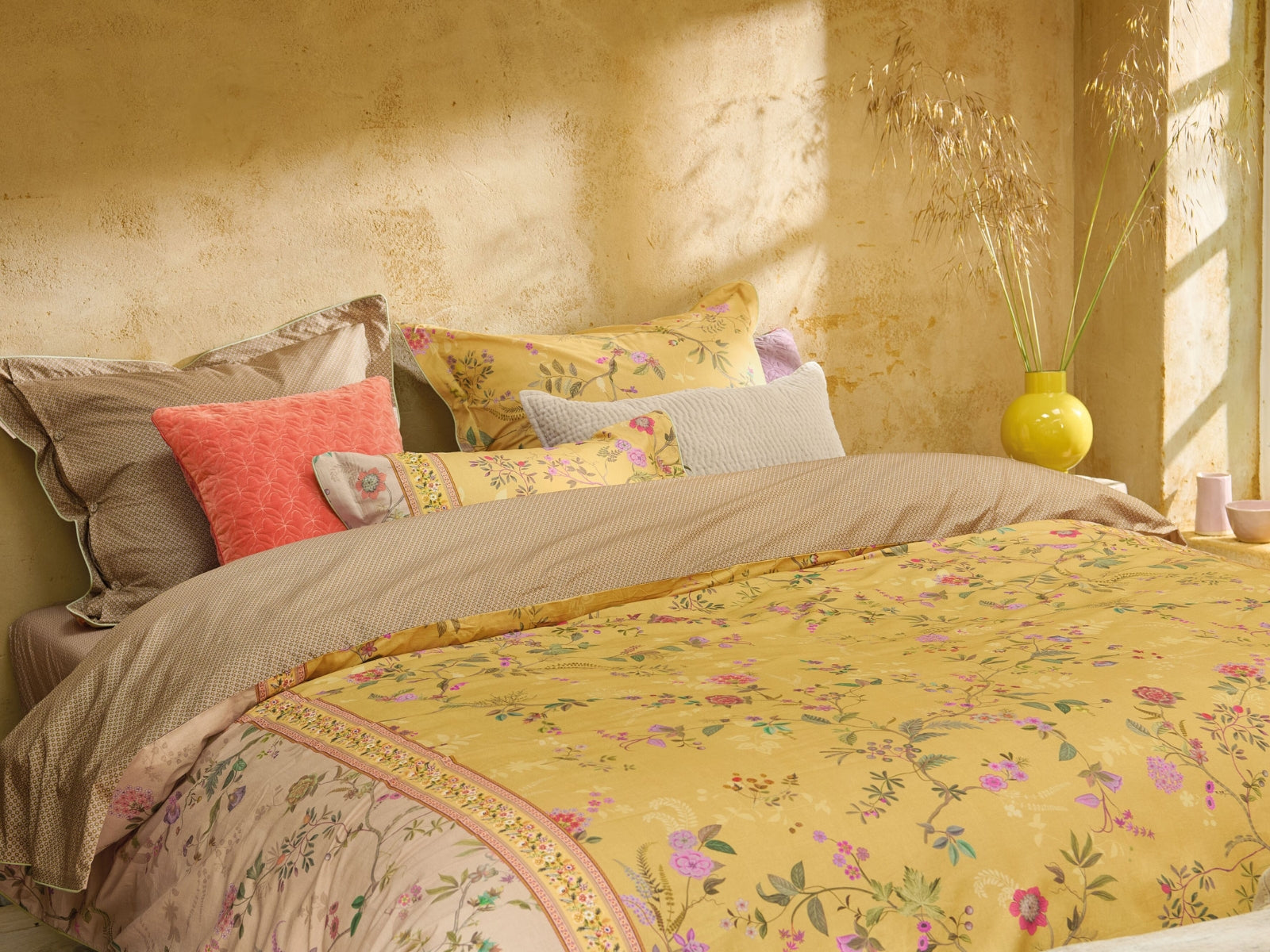 Pip Studio Bodhi Flower Bettwäsche gelb 135x200cm (1 Stück) - Produktbild 2