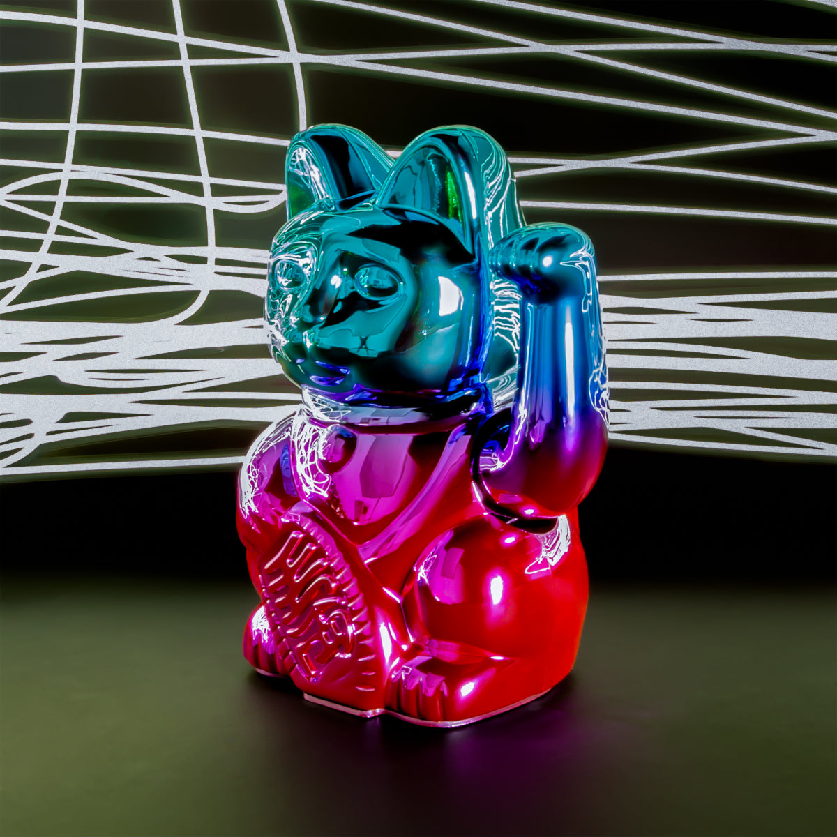 Donkey Products Lucky Cat Player One Winkekatze shiny blue/pink 15cm - Produktbild 5