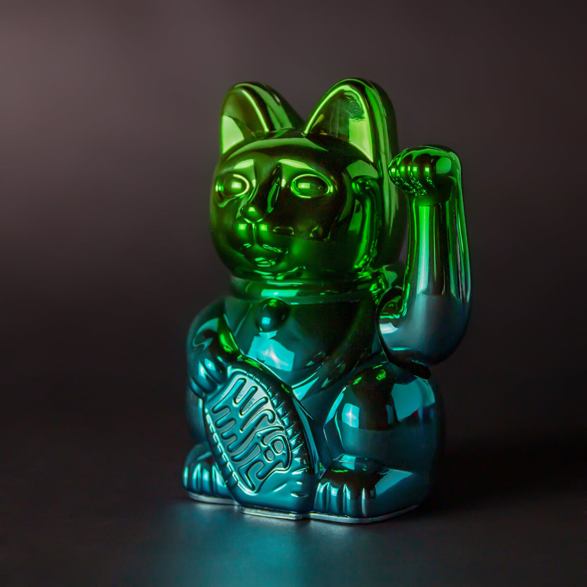 Donkey Products Lucky Cat Player Three Winkekatze shiny green/blue 15cm - Produktbild 4