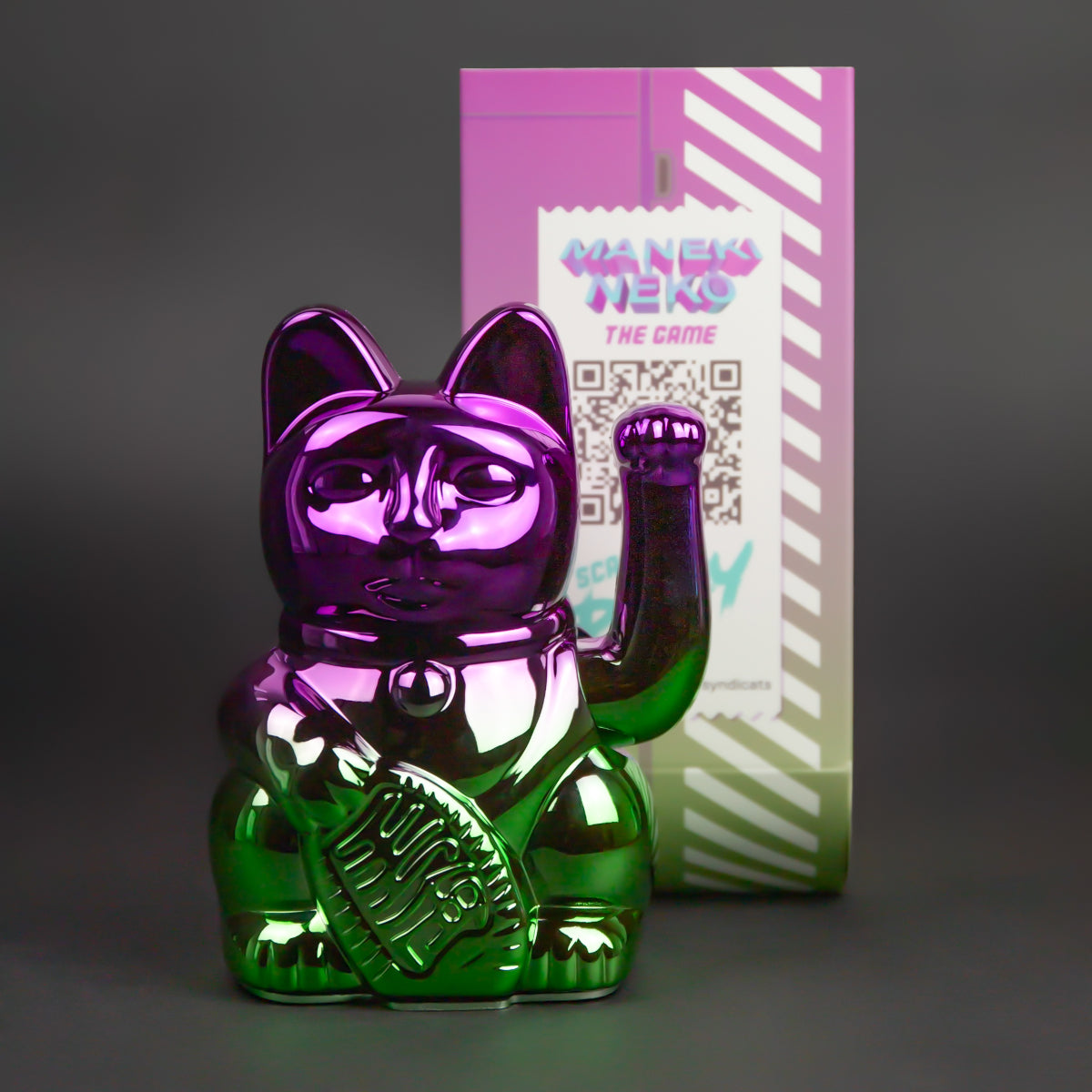 Donkey Products Lucky Cat Player Four Winkekatze shiny purple/green 15cm - Produktbild 6
