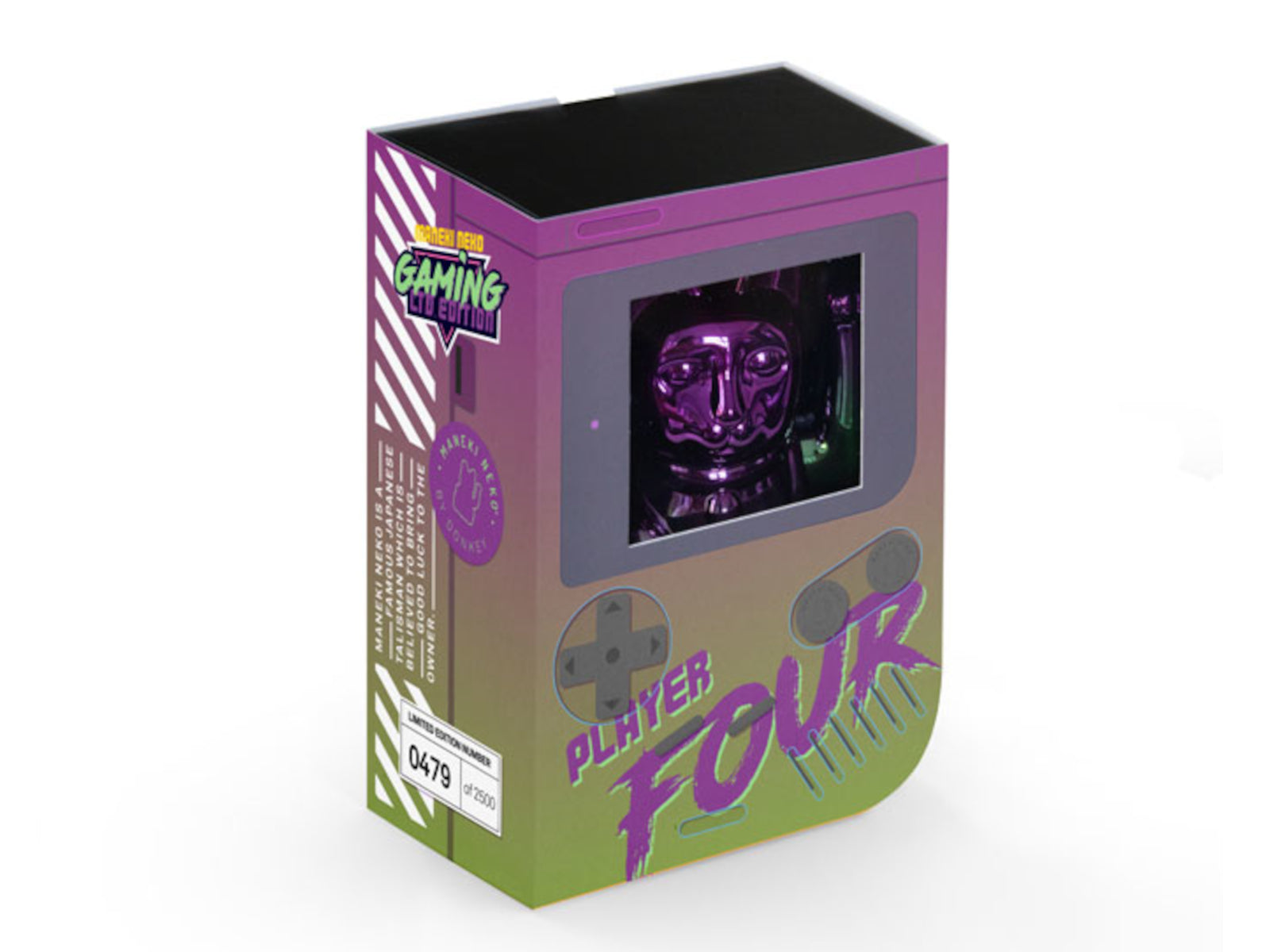Donkey Products Lucky Cat Player Four Winkekatze shiny purple/green 15cm - Produktbild 3