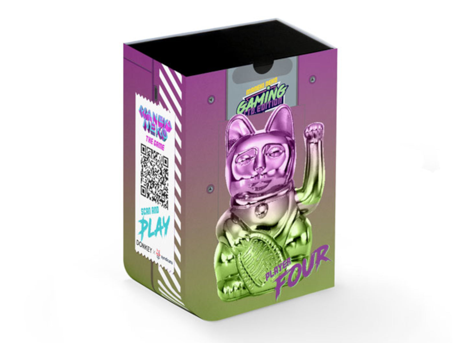 Donkey Products Lucky Cat Player Four Winkekatze shiny purple/green 15cm - Produktbild 2