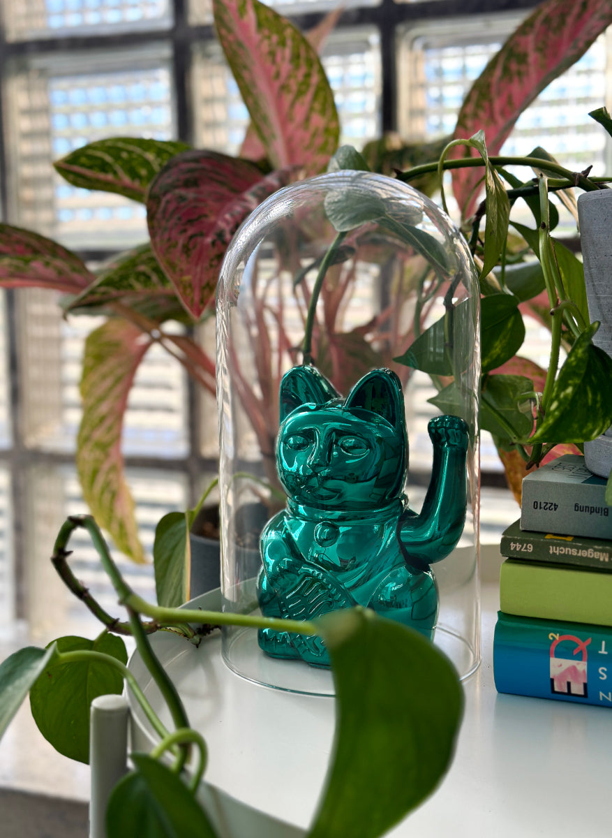 Donkey Products Lucky Cat Cosmic Winkekatze shiny teal 15cm - Produktbild 4