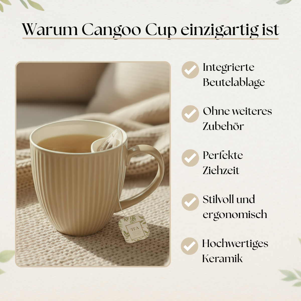 Cangoo Cup® Embossed Beige Teebecher mit Beutelablage 0,33l - Produktbild 10