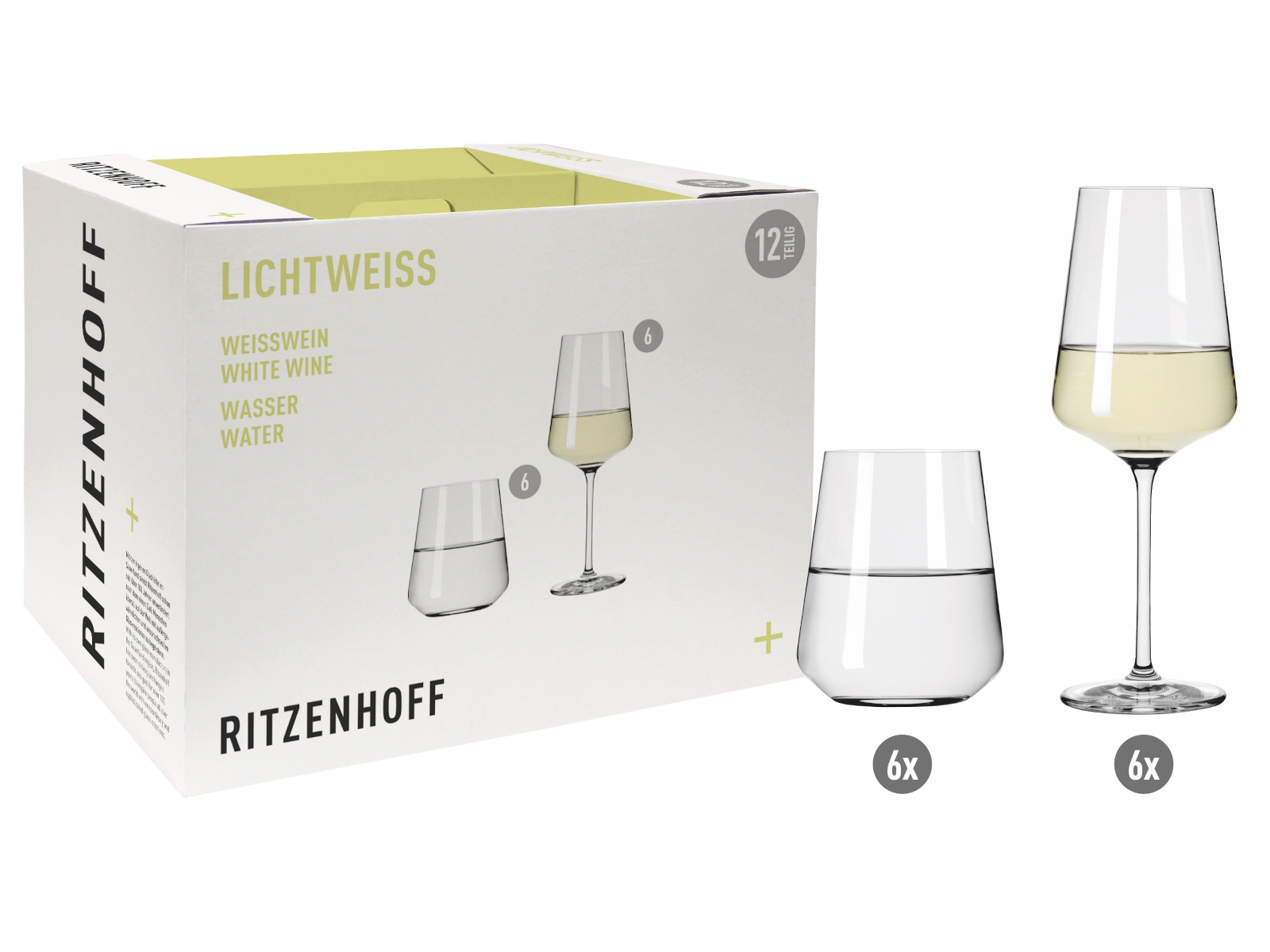 RITZENHOFF Lichtweiß Julie Weisswein/ Wasserglas Set (N. Niggemeier) F22 #1