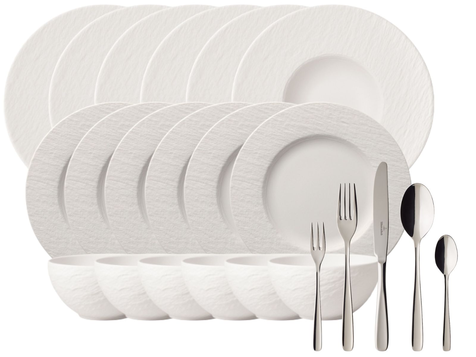 Villeroy & Boch Manufacture Rock blanc Set 18tlg + Besteckset Liam