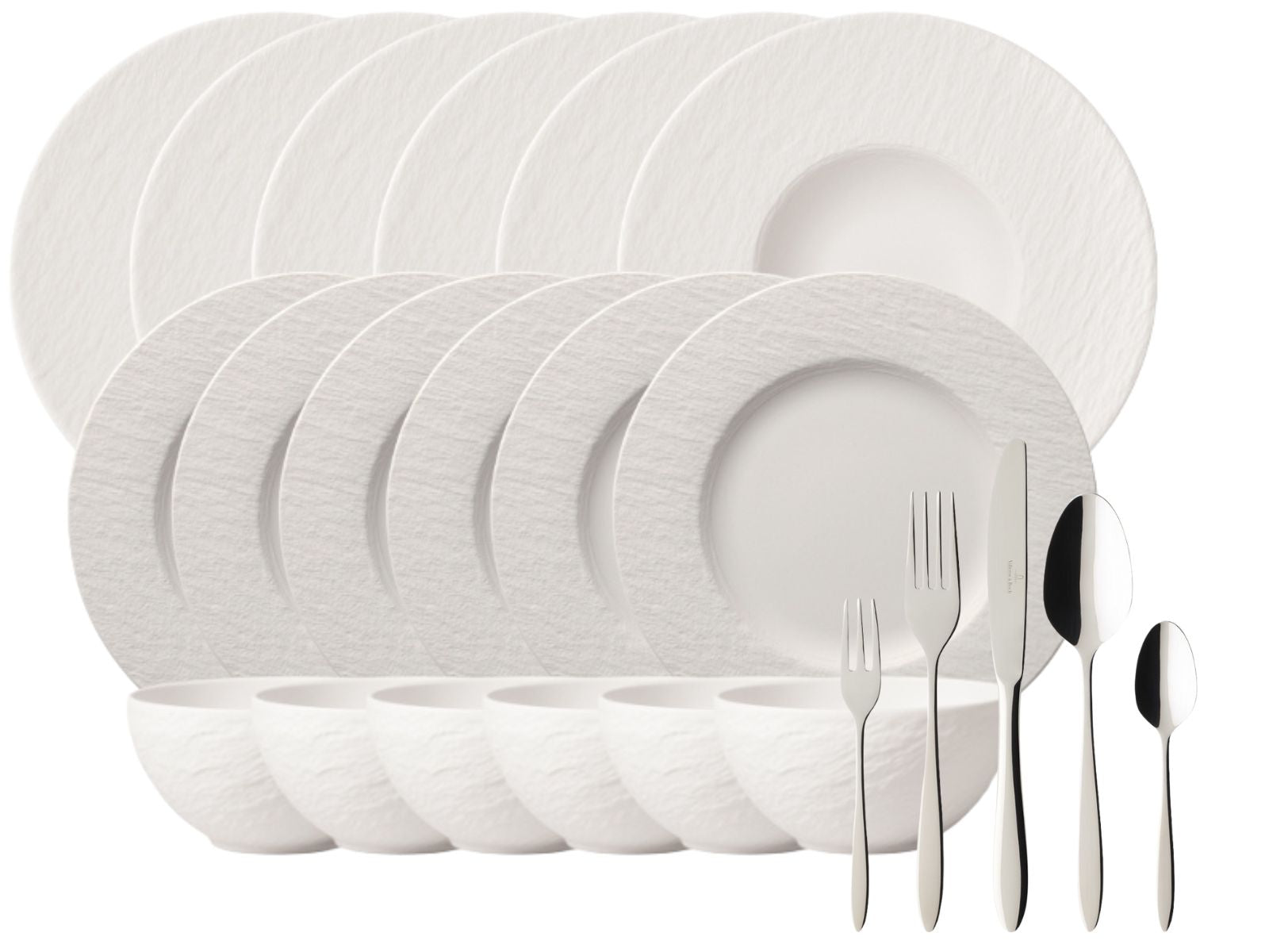 Villeroy & Boch Manufacture Rock blanc Set 18tlg +Besteck Annalena