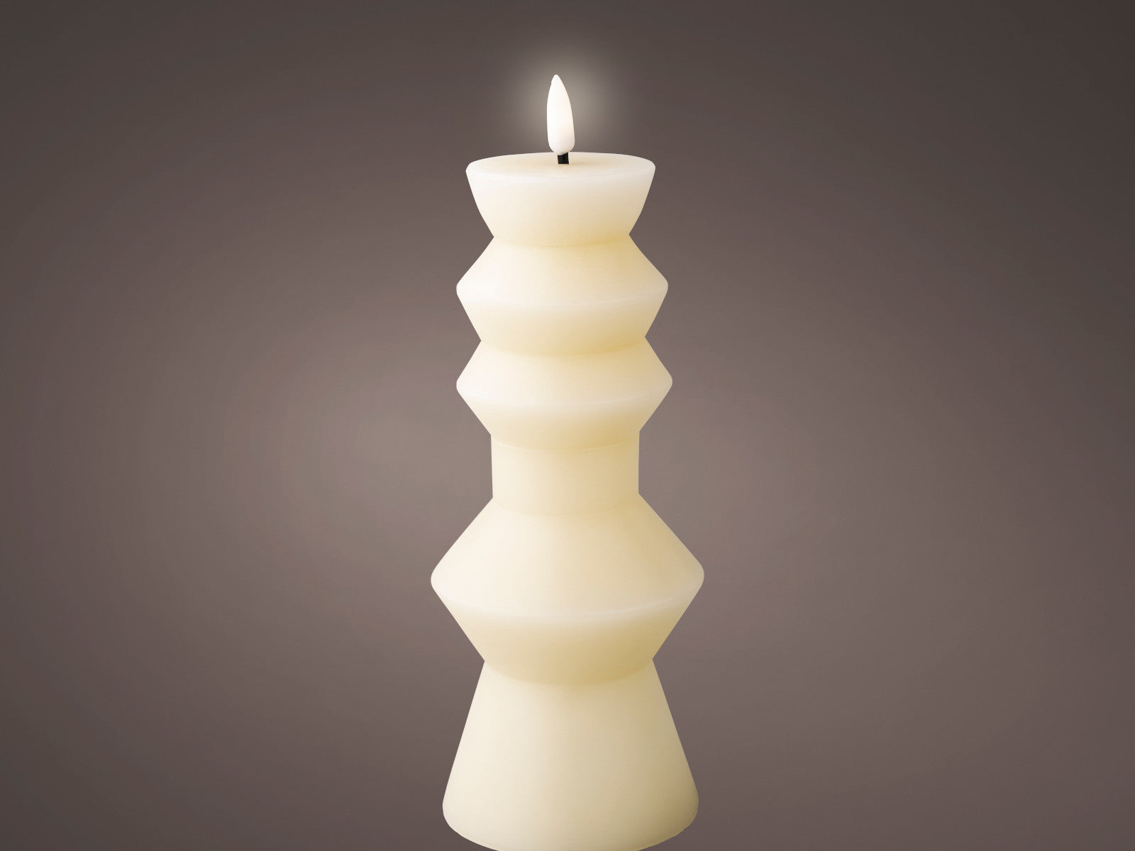 Lumineo LED Kerze Wachs creme/warmes weiss 23cm - Produktbild 2