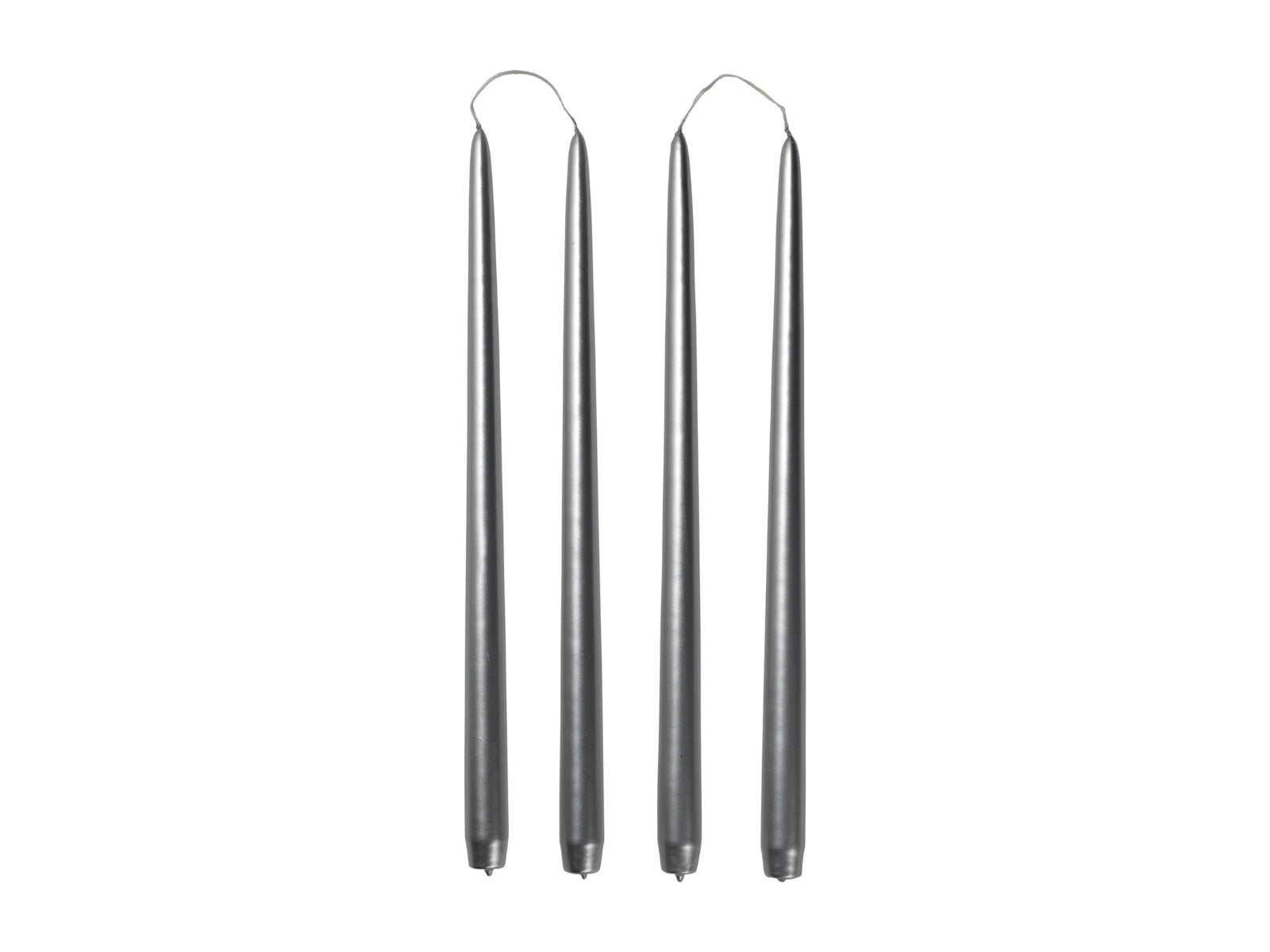 Broste Copenhagen Smooth Glossy getauchte Kerze silver 38cm Set4