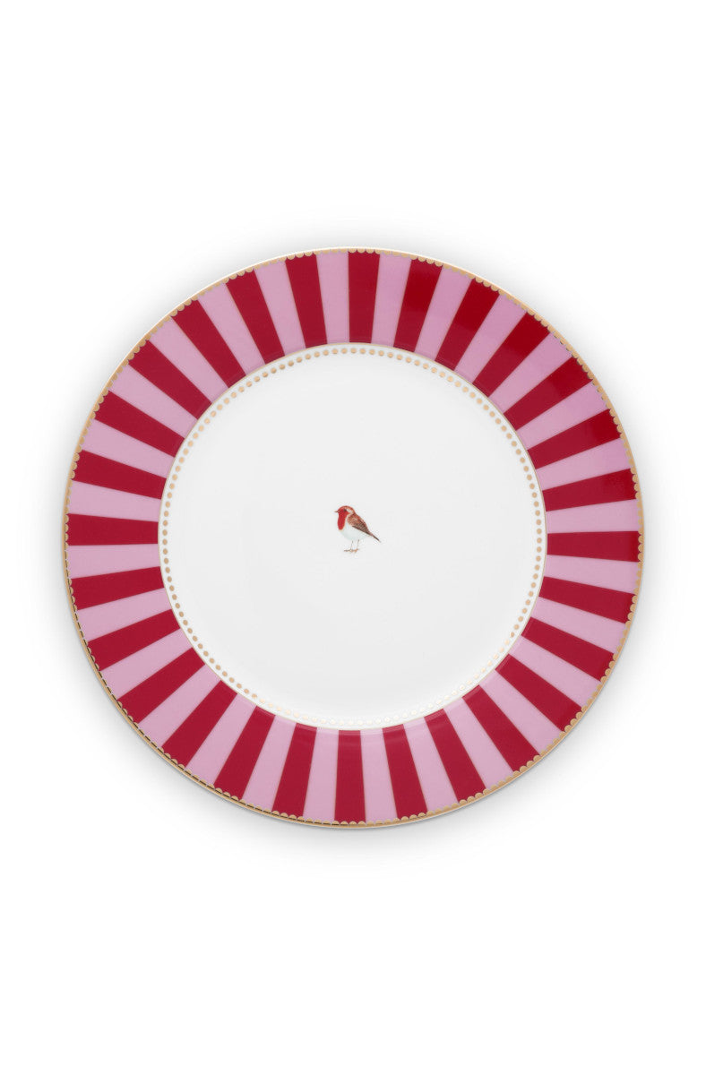 PIP STUDIO Love Birds Speiseteller Stripes rot-pink 26,5cm