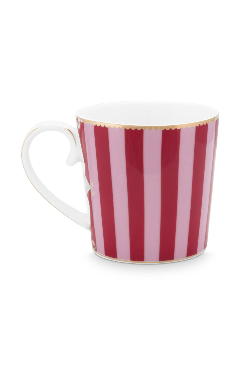 PIP STUDIO Love Birds Medaillion Henkelbecher Stripes rot/pink 250ml - Produktbild 2