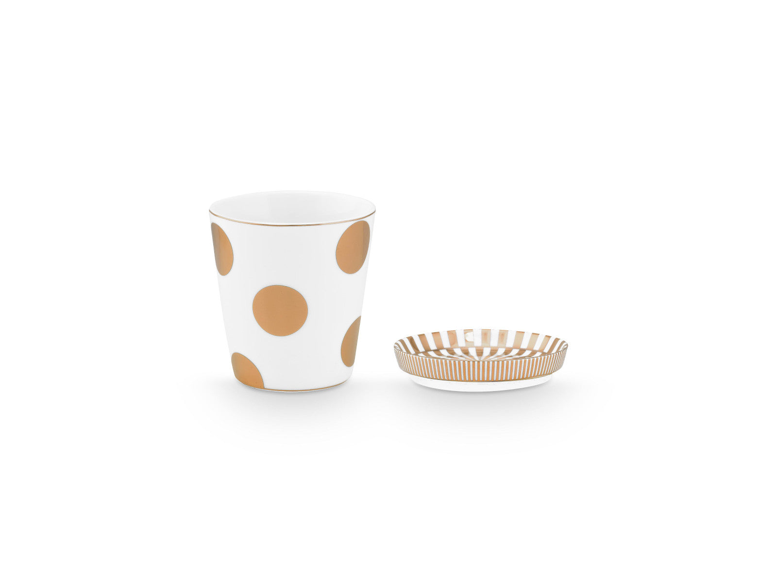 PIP STUDIO Dot Delight Tasse ohne Henkel & Teeablage weiß-gold 230ml - Produktbild 2