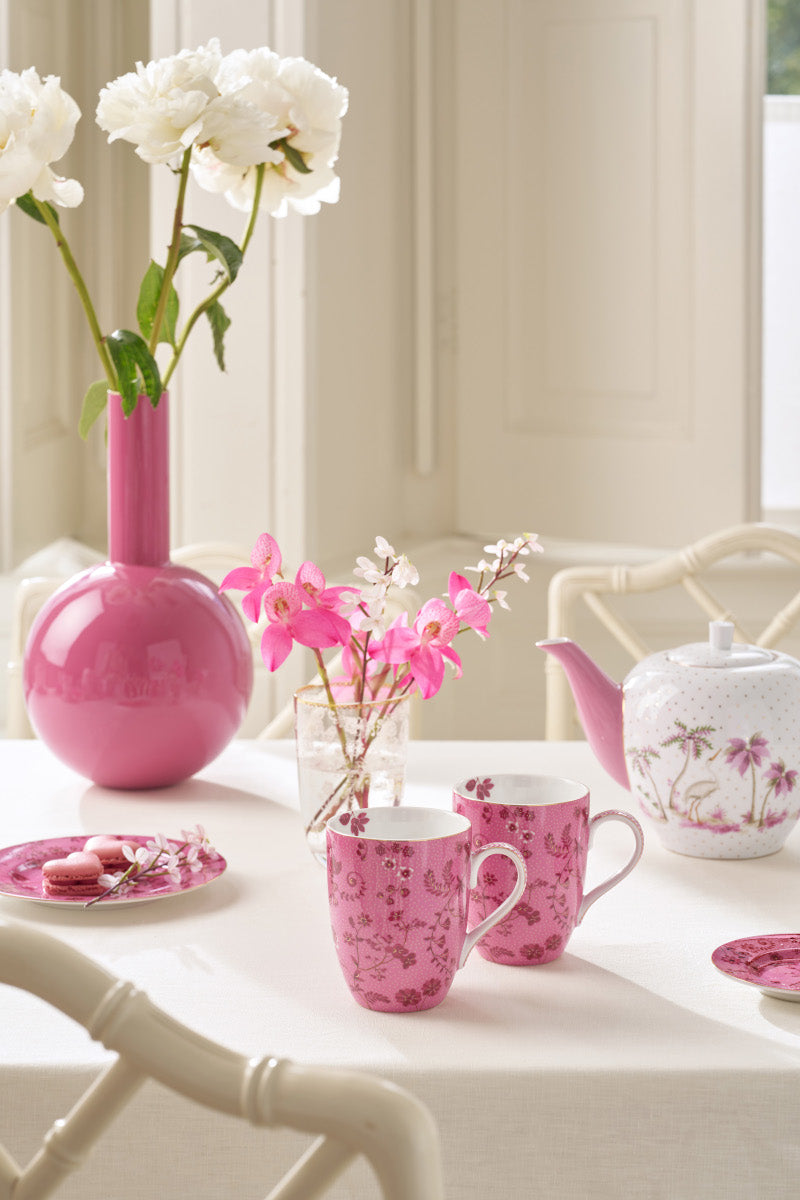 PIP STUDIO Jolie Flowers Pink Becher Large 350ml Set2 - Produktbild 2